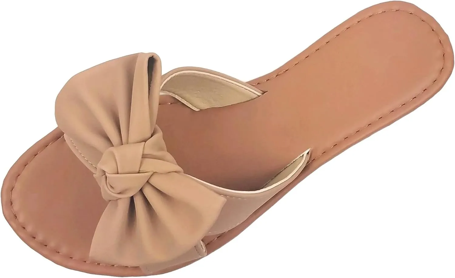 SAMANTHA Sandals Slip On Slide Flat with Twist Knot Bow