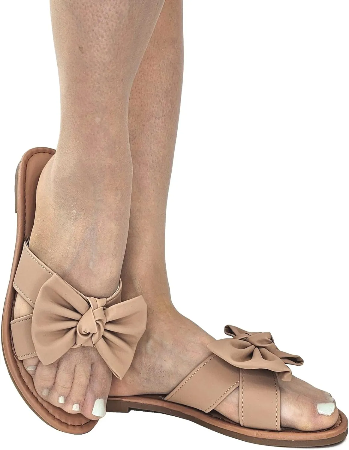 SAMANTHA Sandals Slip On Slide Flat with Twist Knot Bow