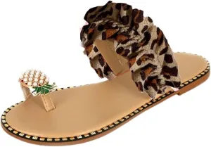 Sandals for Women Thong Bohemia Bling Rhinestone Pearl Flat Gladiator Pearls Clip Flip Flops, Sweet Cute Boho Casual Home Beach Ruffle Trim Ring Slip on Slippers Open Toe Dress Shoes