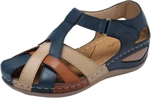 Sandals Women Dressy Summer Closed Toe Wedge Platform Vintage Casual Hollow Out Comfy Gladiator Ladies 2025 Ankle Strap Roman Style Anti-Slip Comfortable Orthopedic Shoes