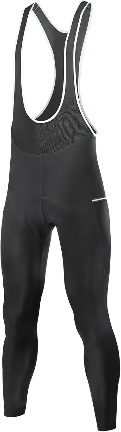Santic Men's Winter Fleece Pro Cycling Bib Pants 4D Padded Thermal Cold Weather Bike Riding Pants with Pockets