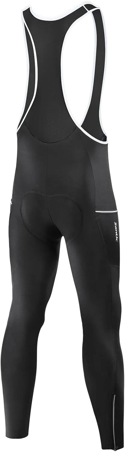 Santic Men's Winter Fleece Pro Cycling Bib Pants 4D Padded Thermal Cold Weather Bike Riding Pants with Pockets