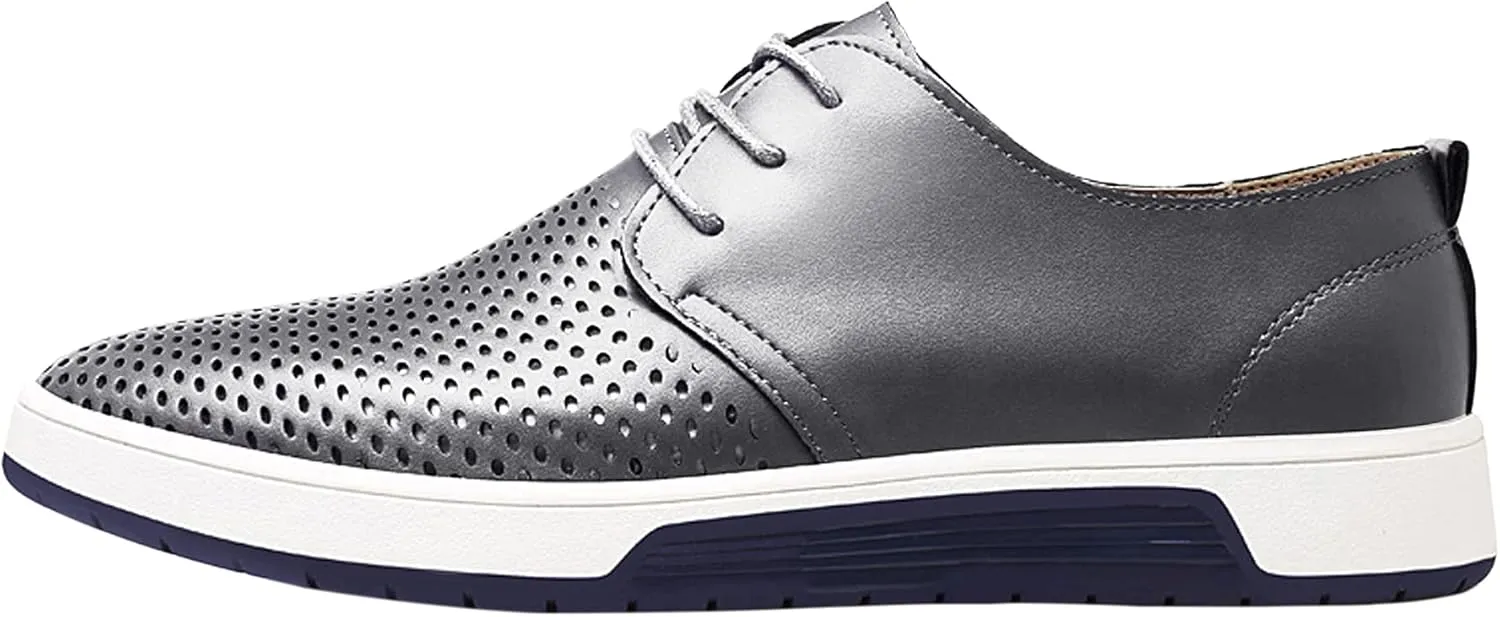 Santimon Men's Oxfords Shoes Casual Lace Up Breathable Formal Dress Mens Slip On Sneakers