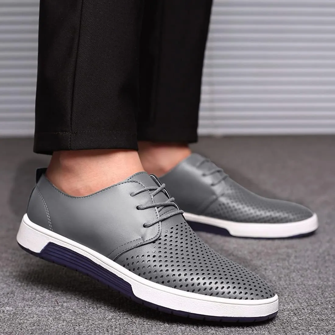 Santimon Men's Oxfords Shoes Casual Lace Up Breathable Formal Dress Mens Slip On Sneakers
