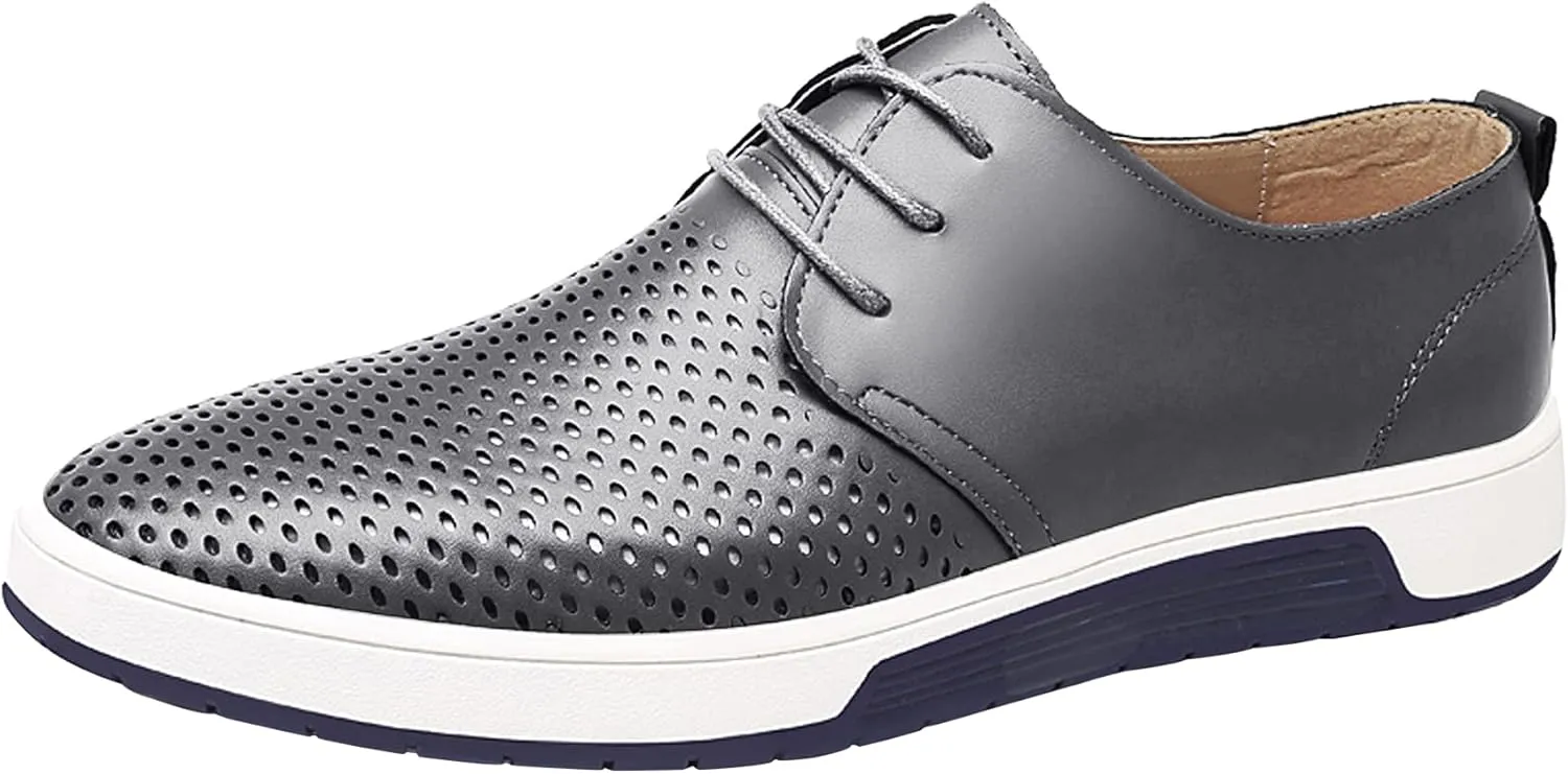 Santimon Men's Oxfords Shoes Casual Lace Up Breathable Formal Dress Mens Slip On Sneakers