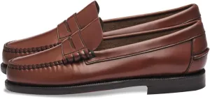 Sebago Women's Classic Dan Leather Penny Loafers – Hand-Sewn Slip-On Moccasins with Leather Sole & Timeless Design, Brown - 11 Regular