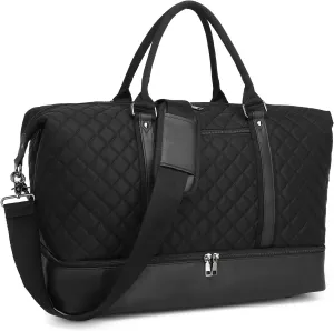 seyfocnia Travel Duffel Bags for Women,Weekender Overnight Bag with Shoe Pouch Large Carry On Bag Travel Tote Duffel Bag for Women (Black)