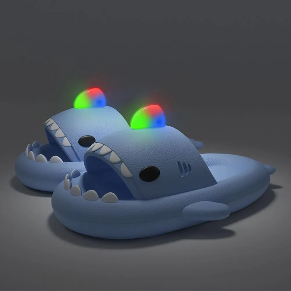 Shark Slides Glow In The Dark, Summer Novelty Open Toe Slide Sandals Anti-Slip Beach Pool Shower Shoes With Cushioned Thick Sole