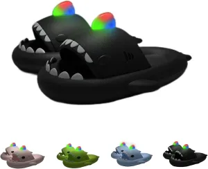 Shark Slides Glow In The Dark, Summer Novelty Open Toe Slide Sandals Anti-Slip Beach Pool Shower Shoes With Cushioned Thick Sole
