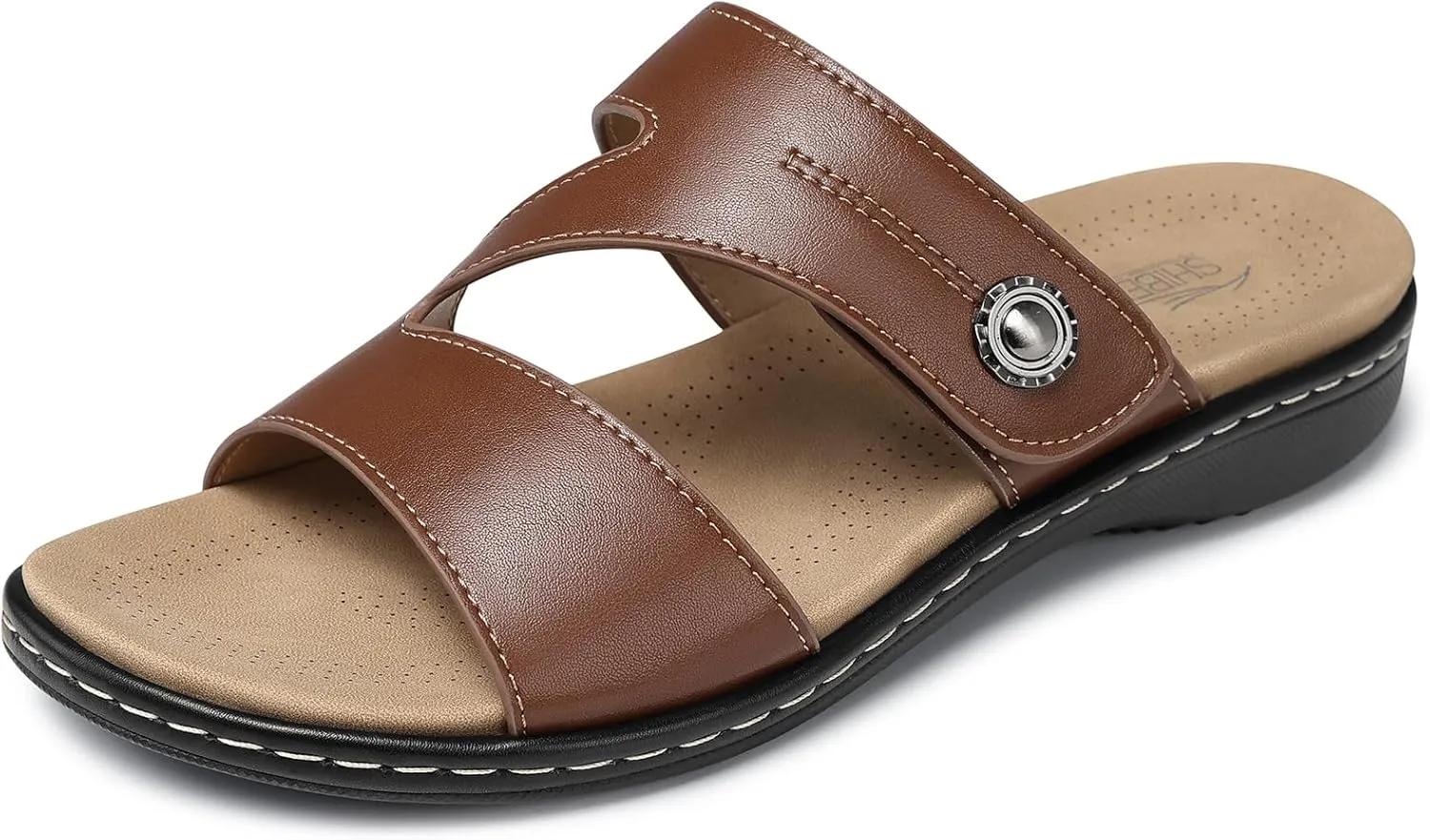 SHIBEVER Flat Sandals For Women Dressy: Comfortable Summer - Slip On Arch Support Flats Sandal