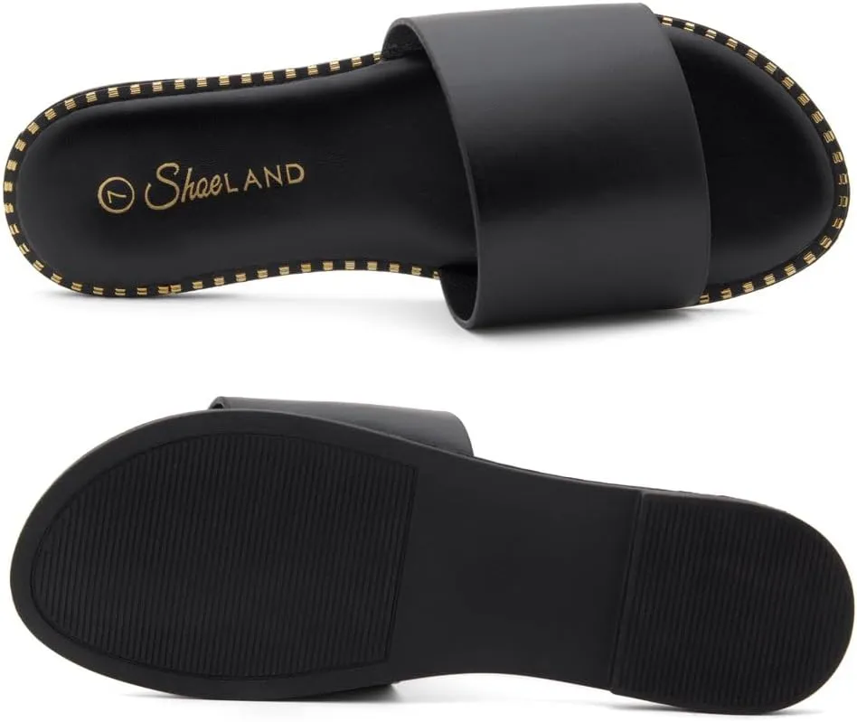 Shoe Land Women’s Flat Sandals 2025 – Comfortable Slide Sandals with Cushioned Footbed | Dressy Open Toe Summer Sandals for Beach, Travel & Everyday