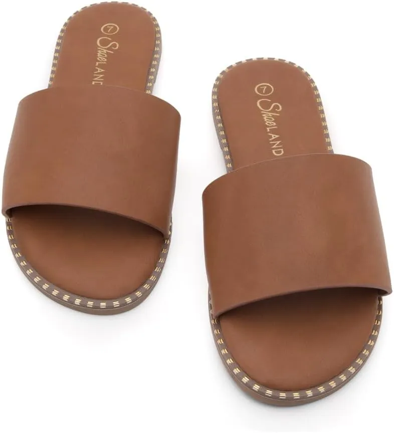 Shoe Land Women’s Flat Sandals 2025 – Comfortable Slide Sandals with Cushioned Footbed | Dressy Open Toe Summer Sandals for Beach, Travel & Everyday