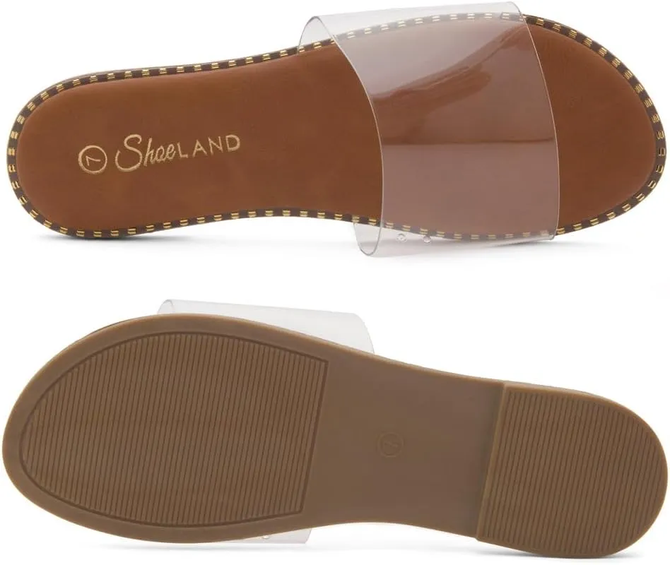 Shoe Land Women’s Flat Sandals 2025 – Comfortable Slide Sandals with Cushioned Footbed | Dressy Open Toe Summer Sandals for Beach, Travel & Everyday