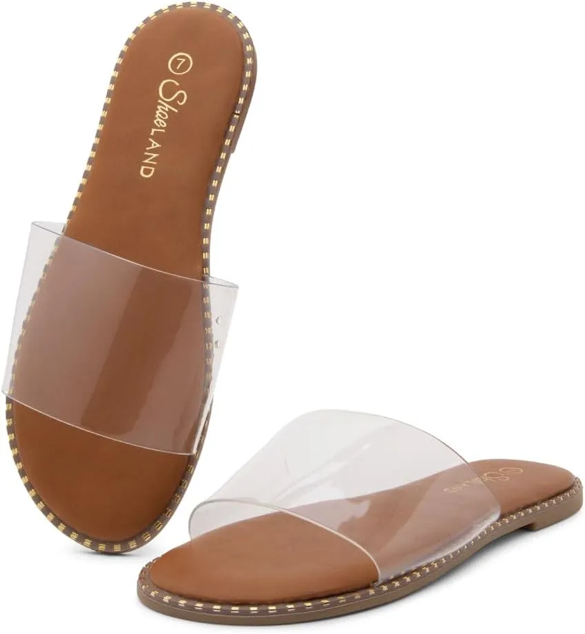 Shoe Land Women’s Flat Sandals 2025 – Comfortable Slide Sandals with Cushioned Footbed | Dressy Open Toe Summer Sandals for Beach, Travel & Everyday