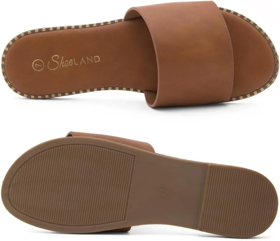 Shoe Land Women’s Flat Sandals 2025 – Comfortable Slide Sandals with Cushioned Footbed | Dressy Open Toe Summer Sandals for Beach, Travel & Everyday