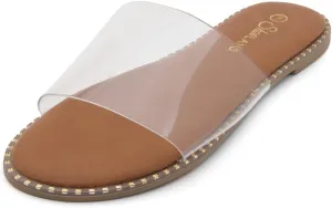 Shoe Land Women’s Flat Sandals 2025 – Comfortable Slide Sandals with Cushioned Footbed | Dressy Open Toe Summer Sandals for Beach, Travel & Everyday