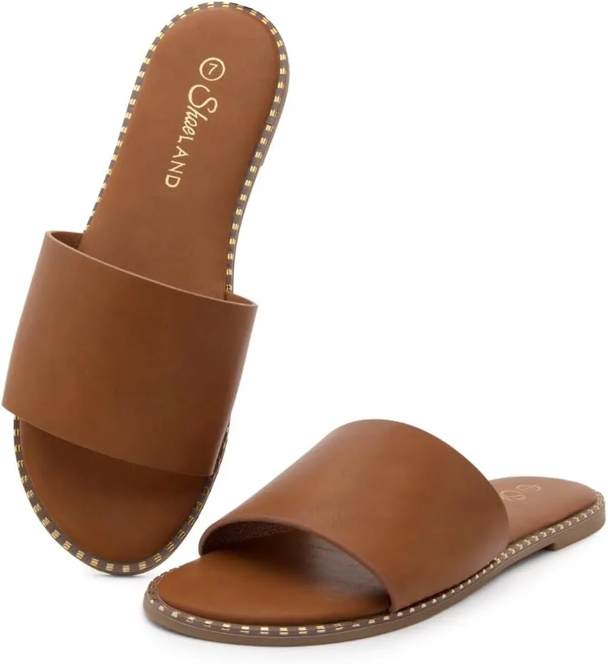 Shoe Land Women’s Flat Sandals 2025 – Comfortable Slide Sandals with Cushioned Footbed | Dressy Open Toe Summer Sandals for Beach, Travel & Everyday
