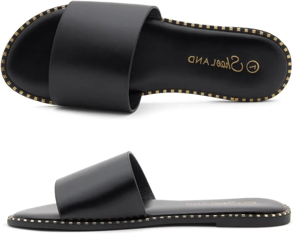 Shoe Land Women’s Flat Sandals 2025 – Comfortable Slide Sandals with Cushioned Footbed | Dressy Open Toe Summer Sandals for Beach, Travel & Everyday