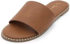 Shoe Land Women’s Flat Sandals 2025 – Comfortable Slide Sandals with Cushioned Footbed | Dressy Open Toe Summer Sandals for Beach, Travel & Everyday