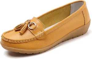 Shoes Loafers for Women Classic Leather Loafers Casual Slip-On Boat Shoes ComfortWalking Moccasins Soft Sole Shoes