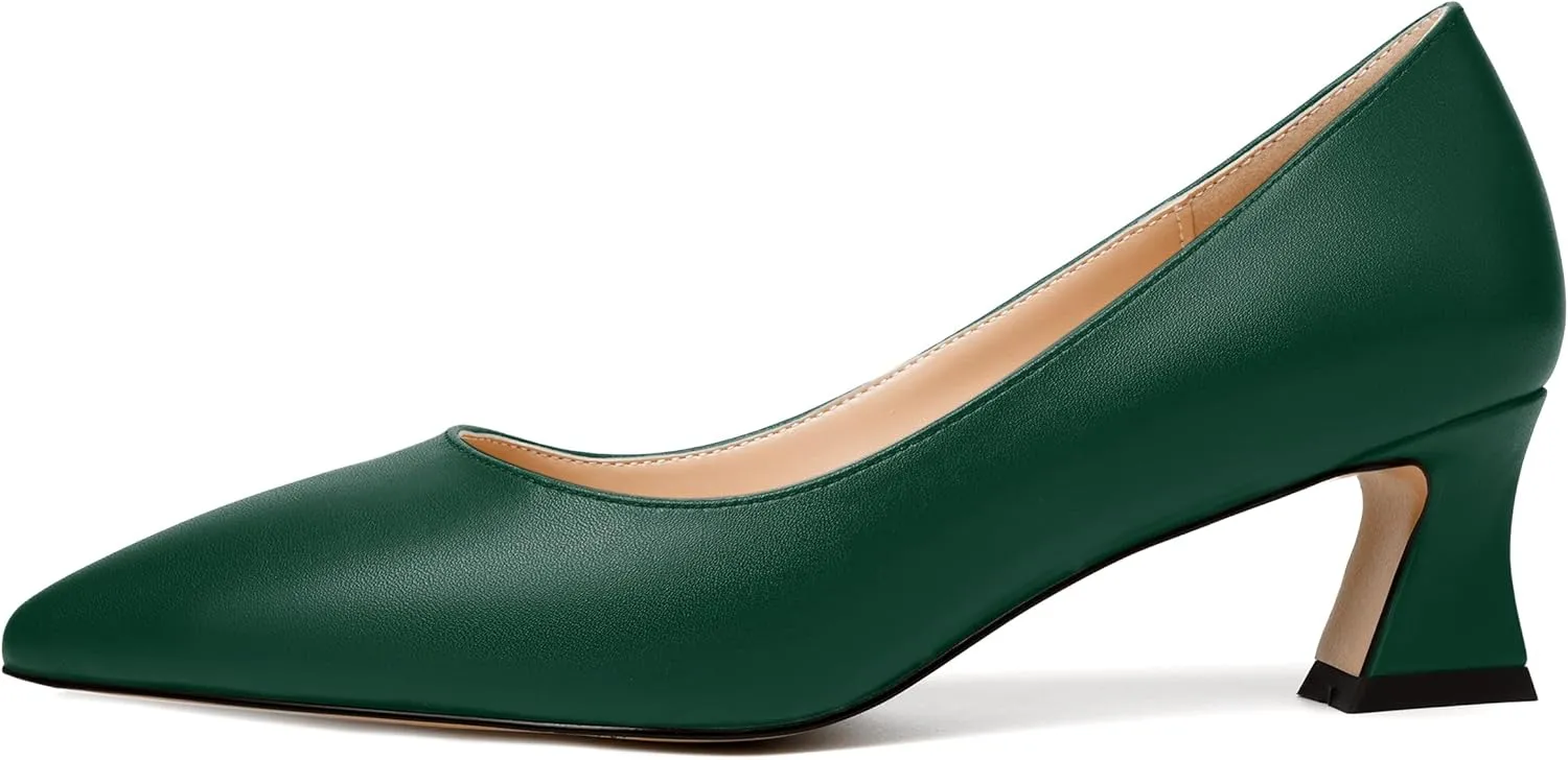 SKYSTERRY Womens Evening Slip On Fashion Pointed Toe Matte Spool Low Heel Pumps Shoes 2 Inch