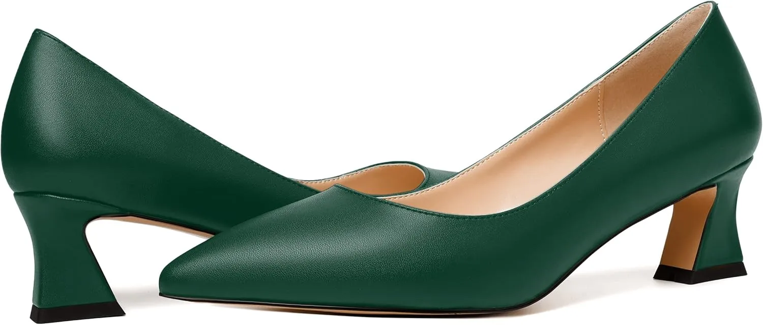 SKYSTERRY Womens Evening Slip On Fashion Pointed Toe Matte Spool Low Heel Pumps Shoes 2 Inch