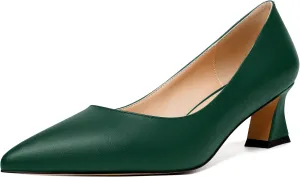 SKYSTERRY Womens Evening Slip On Fashion Pointed Toe Matte Spool Low Heel Pumps Shoes 2 Inch
