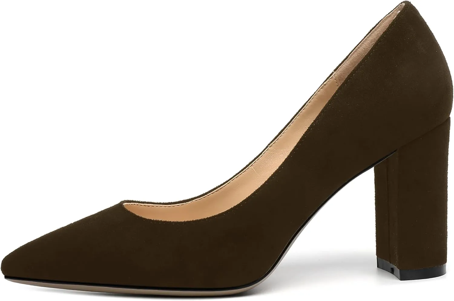SKYSTERRY Womens Pointed Toe Solid Patent Sexy Wedding Slip On Block High Heel Pumps Shoes 3.3 Inch