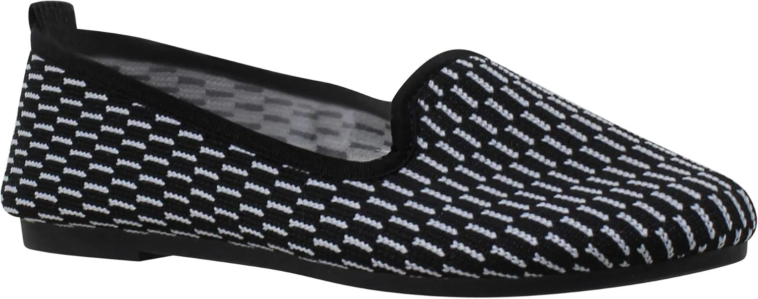 SOBEYO Ballet Flats Comfort Soft-Sole Breathable Sweater Fabric Lightweight Round Toe Shoes