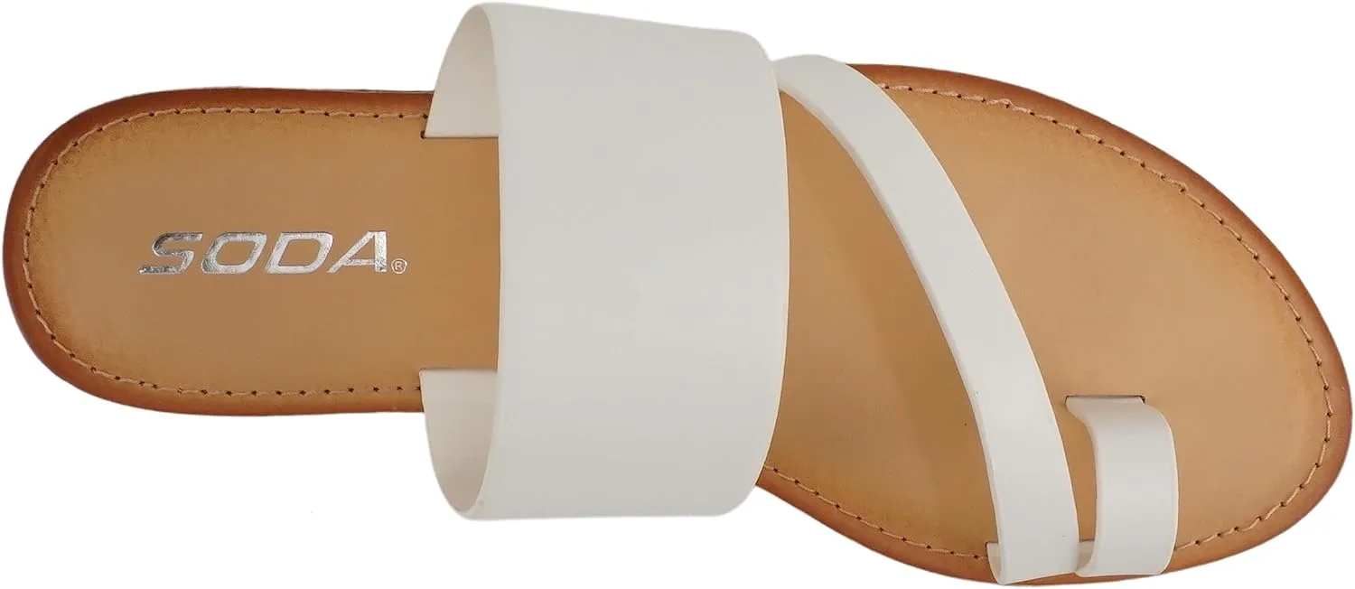 Soda Joan Womens Open Toe Slip On Flip Flop Sandals