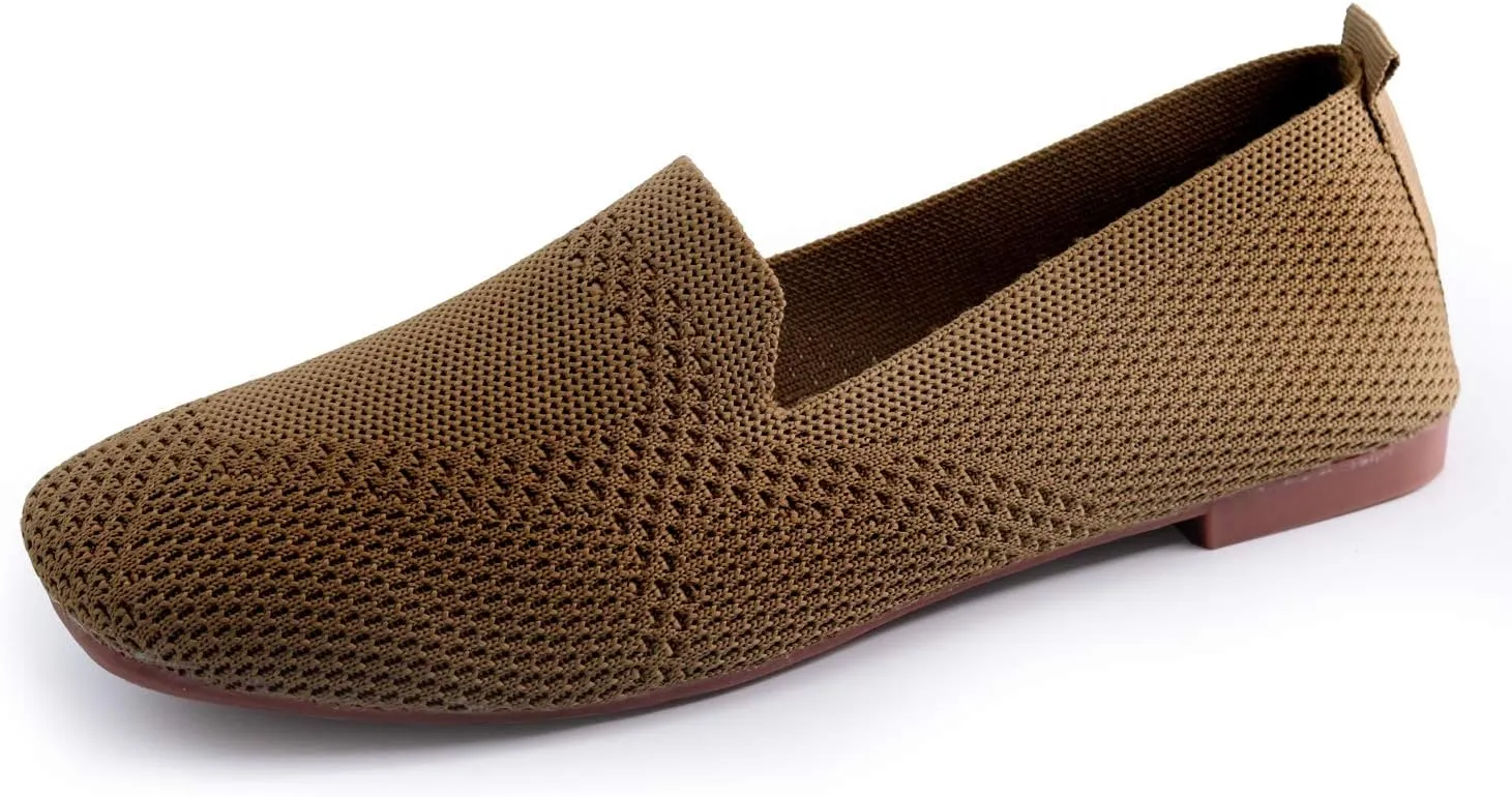 SOFMUO Women's Flats Shoes Knitted Lightweight Casual Slip On Loafers Soft Comfort Breathable Mesh Work Ballet Shoes…