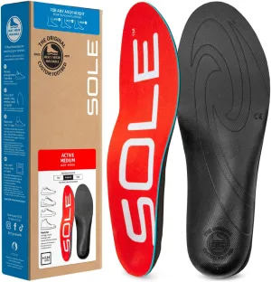 SOLE Active Medium - Plantar Fasciitis Relief Arch Support Insoles - Orthotic Shoe Inserts - Men's Size 14/Women's Size 16