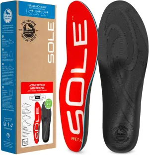 SOLE Active Medium Shoe Insoles with Metatarsal Pads - Plantar Fasciitis Relief Arch Support Insoles - Orthotic Shoe Inserts - Men's Size 14/Women's Size 16