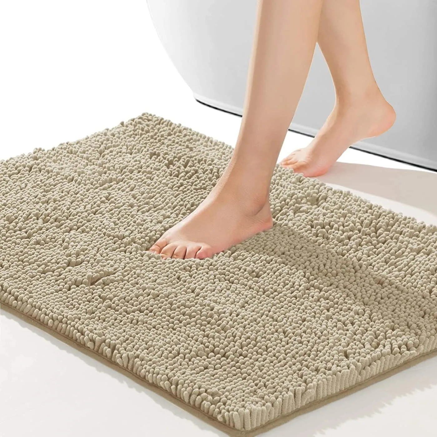 SONORO KATE Bathroom Rug,Non-Slip Bath Mat,Soft Cozy Shaggy Thick Bath Rugs for Bathroom,Plush Rugs for Bathtubs,Water Absorbent Rain Showers and Under The Sink (Beige, 32"×20")