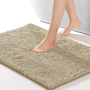 SONORO KATE Bathroom Rug,Non-Slip Bath Mat,Soft Cozy Shaggy Thick Bath Rugs for Bathroom,Plush Rugs for Bathtubs,Water Absorbent Rain Showers and Under The Sink (Beige, 32"×20")