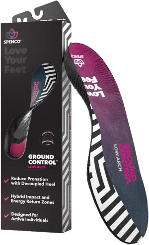 Spenco Ground Control Shoe Insoles for Women and Men, Low Arch, Women's 13-14 / Men's 12-13
