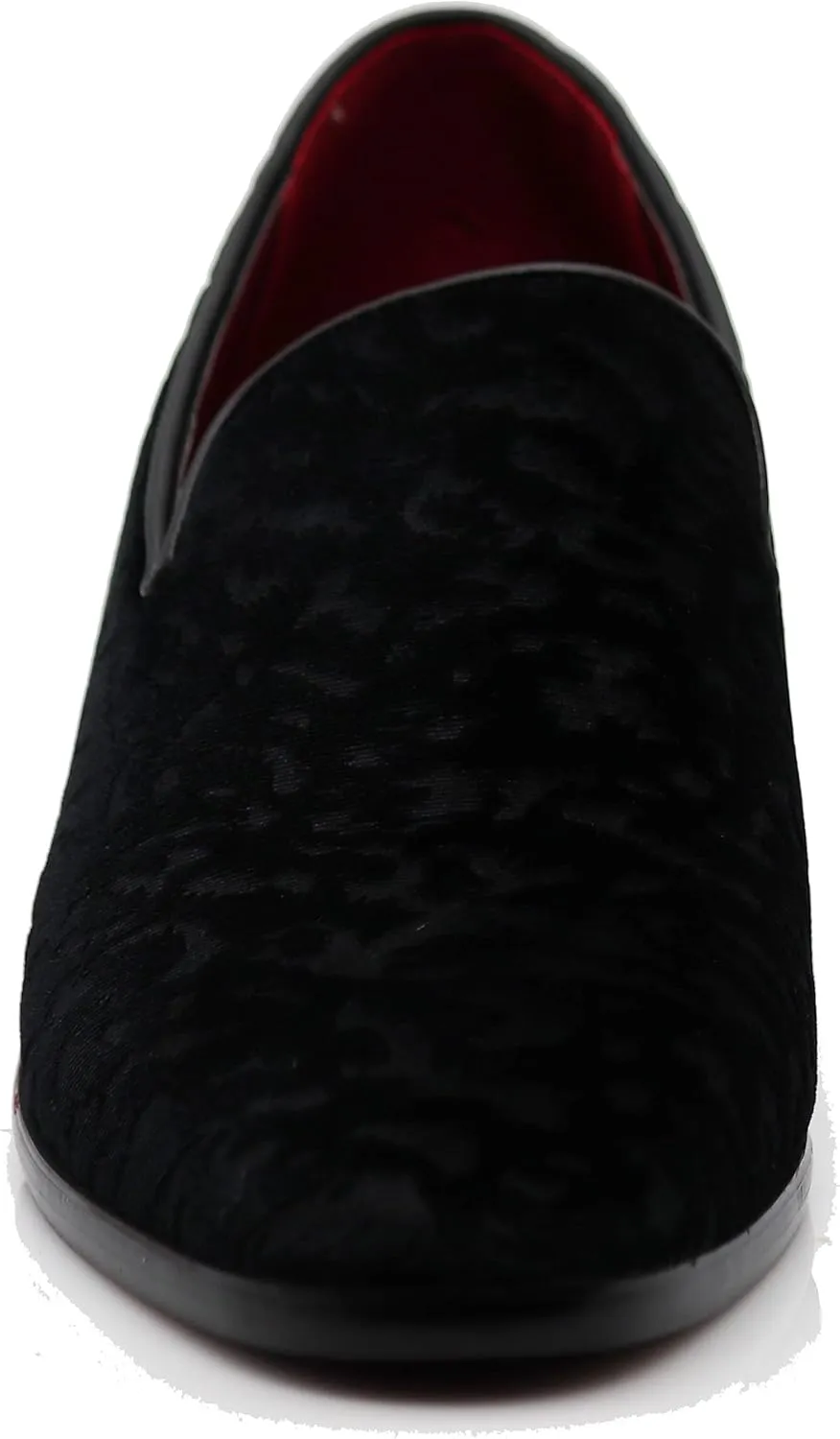 SPK35 Men's Vintage Velvet Flower Designer Dress Loafers Slip On Shoes Classic Tuxedo Dress Shoes