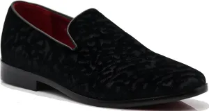 SPK35 Men's Vintage Velvet Flower Designer Dress Loafers Slip On Shoes Classic Tuxedo Dress Shoes