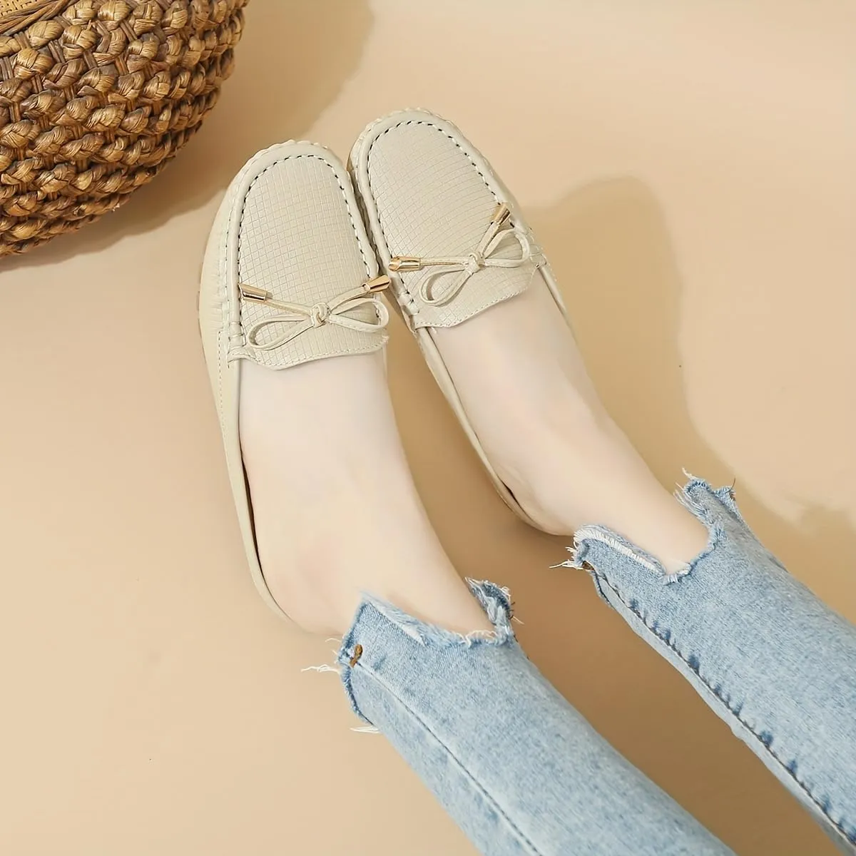 Spring And Summer Headless Half-Slippers, Cool Slippers, Ladies' Hand-sewn Bow, Lazy Slip-on Slippers,