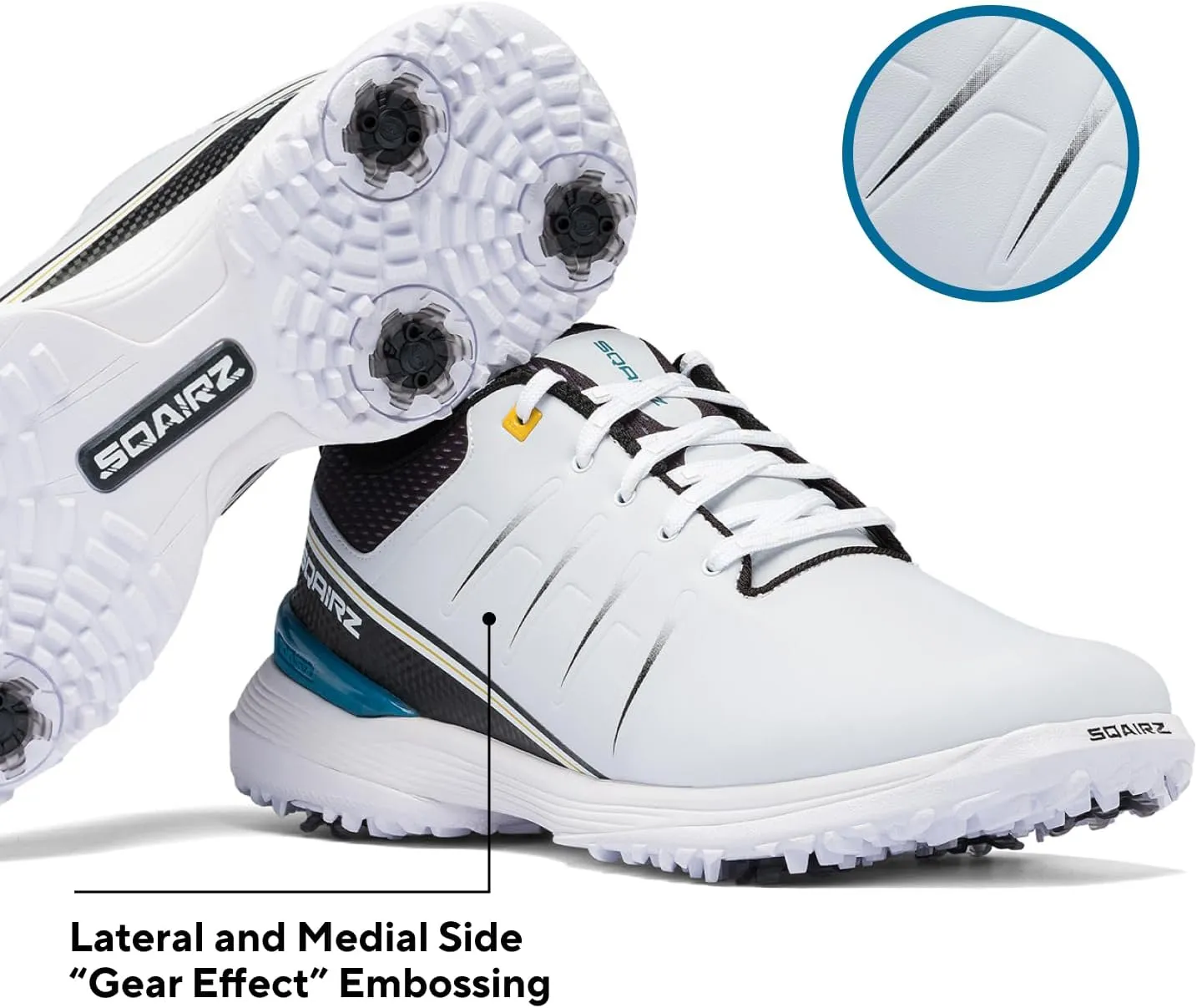 SQAIRZ SPEED2 Men's Athletic Golf Shoes, Designed for Balance & Performance, Replaceable Spikes, Waterproof, Golf Shoes Men with Spikes, Mens Footwear