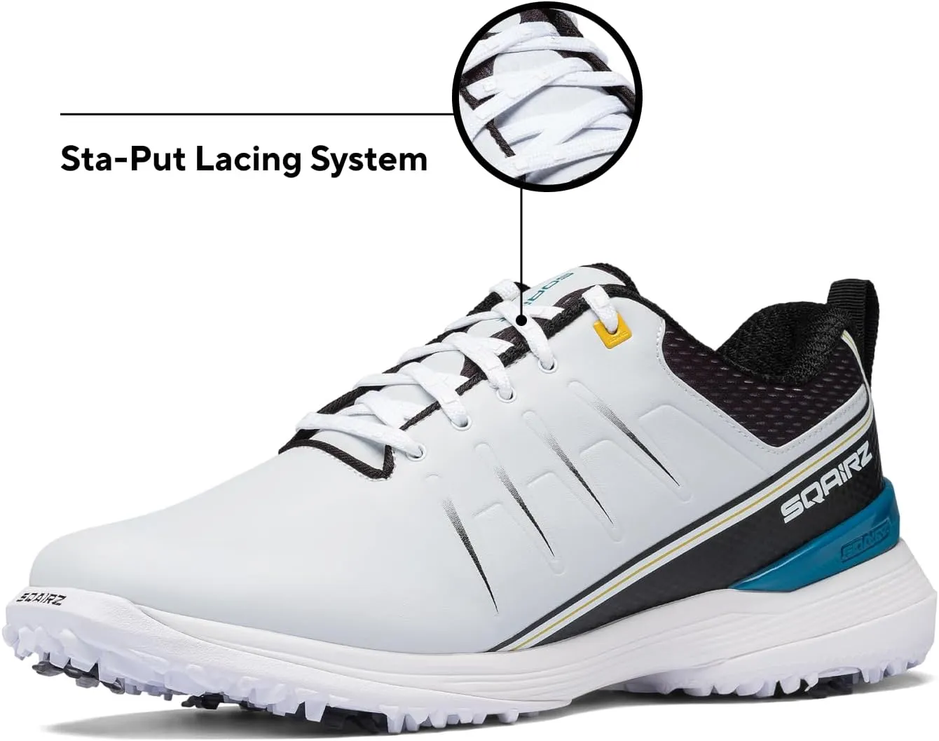 SQAIRZ SPEED2 Men's Athletic Golf Shoes, Designed for Balance & Performance, Replaceable Spikes, Waterproof, Golf Shoes Men with Spikes, Mens Footwear