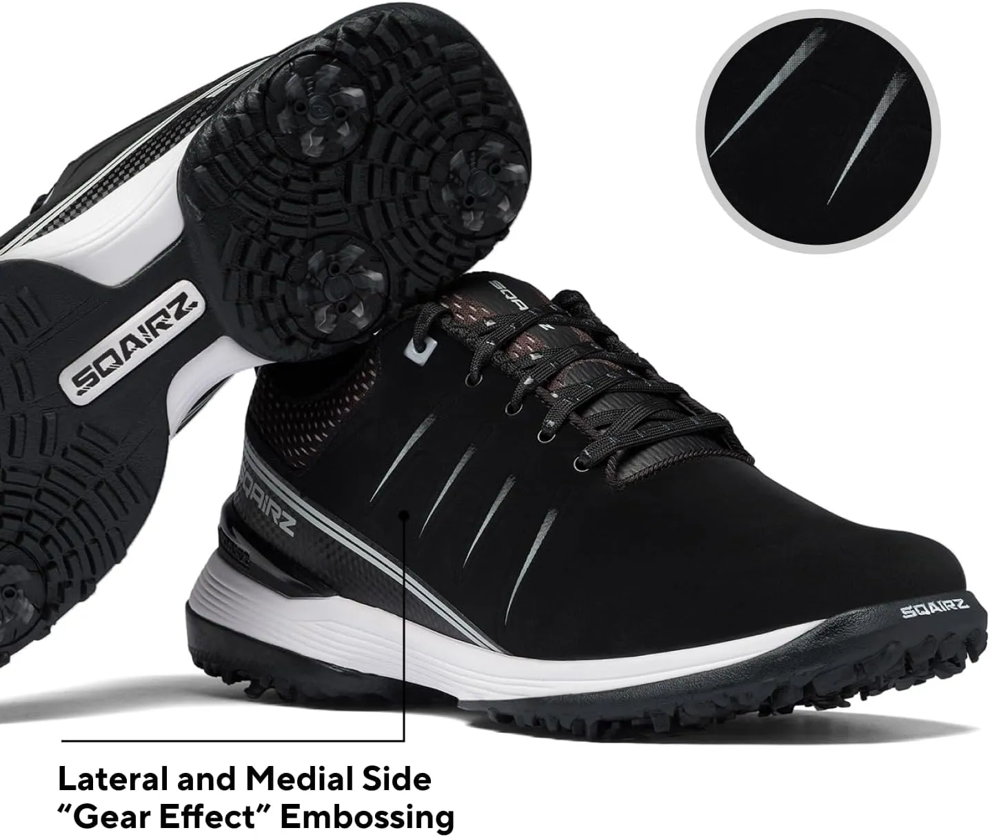 SQAIRZ SPEED2 Men's Athletic Golf Shoes, Designed for Balance & Performance, Replaceable Spikes, Waterproof, Golf Shoes Men with Spikes, Mens Footwear