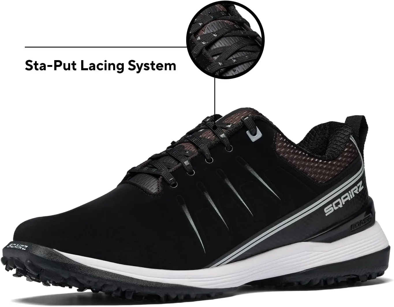 SQAIRZ SPEED2 Men's Athletic Golf Shoes, Designed for Balance & Performance, Replaceable Spikes, Waterproof, Golf Shoes Men with Spikes, Mens Footwear