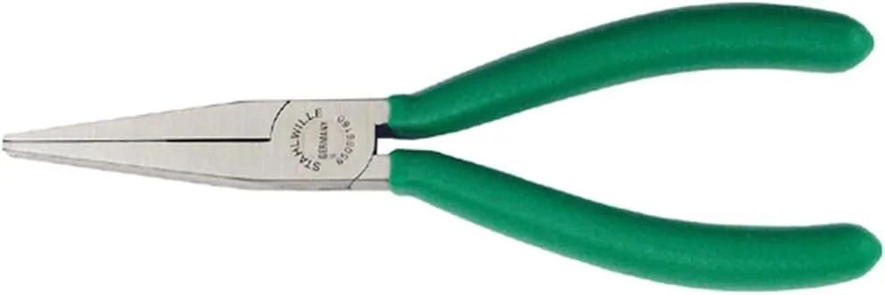 Stahlwille 65086160 Flat Nose Plier, Polished Head, Dip-Coated with Sure-Grip Surface, Long, Flat Serrated Jaws, DIN ISO 5745 Compliance, 160 mm