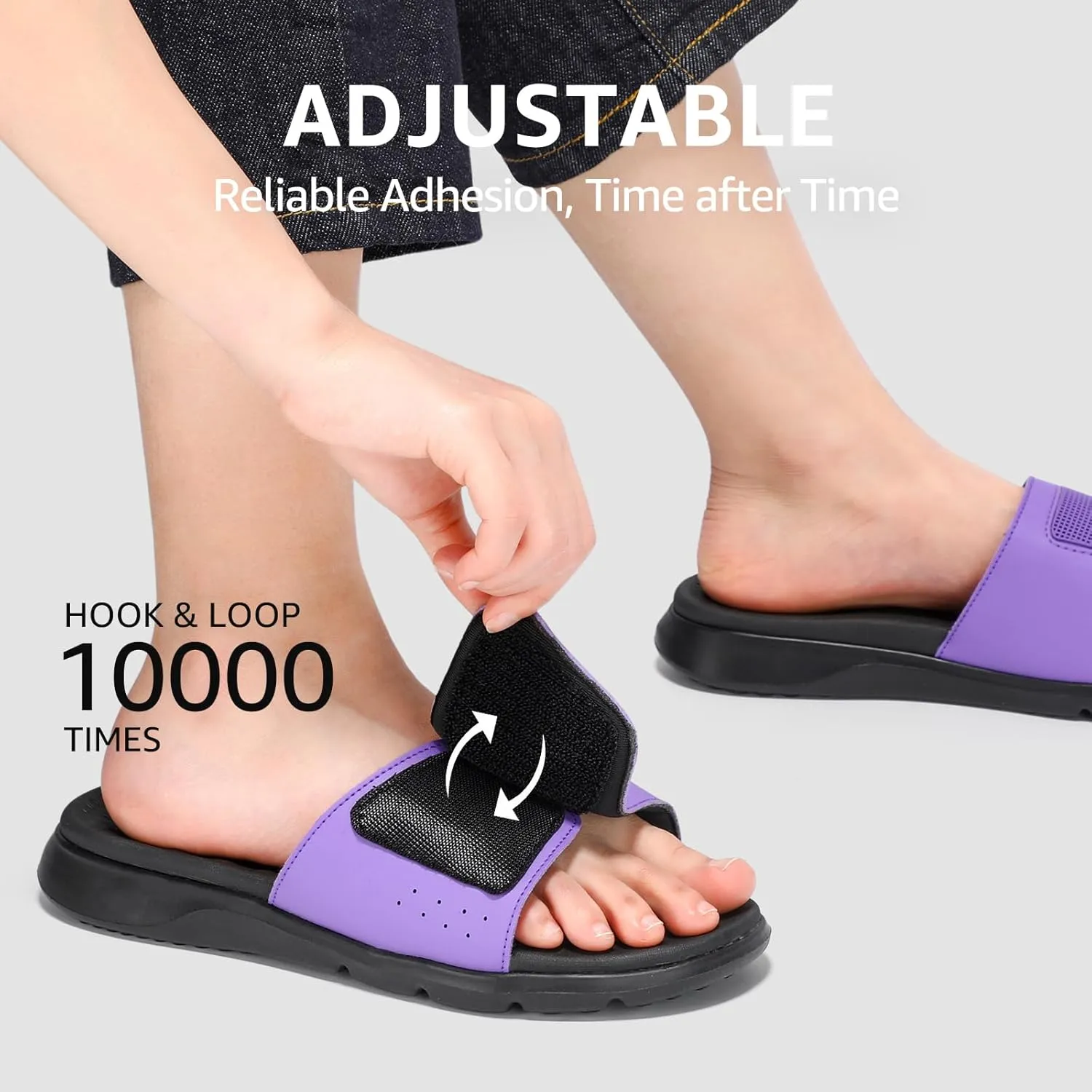 STQ Orthopedic Slides for Womens Arch Support Memory Foam Sandals with Adjustable Hook and Loop for Post Sport Pain Relief