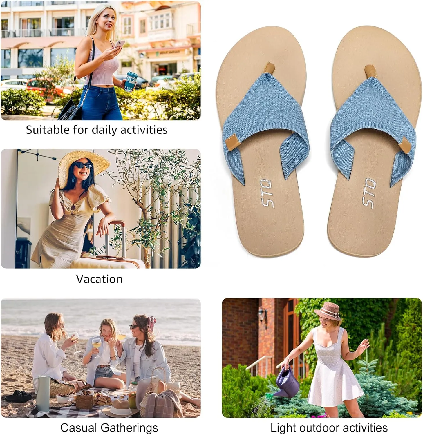 STQ Orthopedic Womens Arch Support Flip Flops with Memory Foam