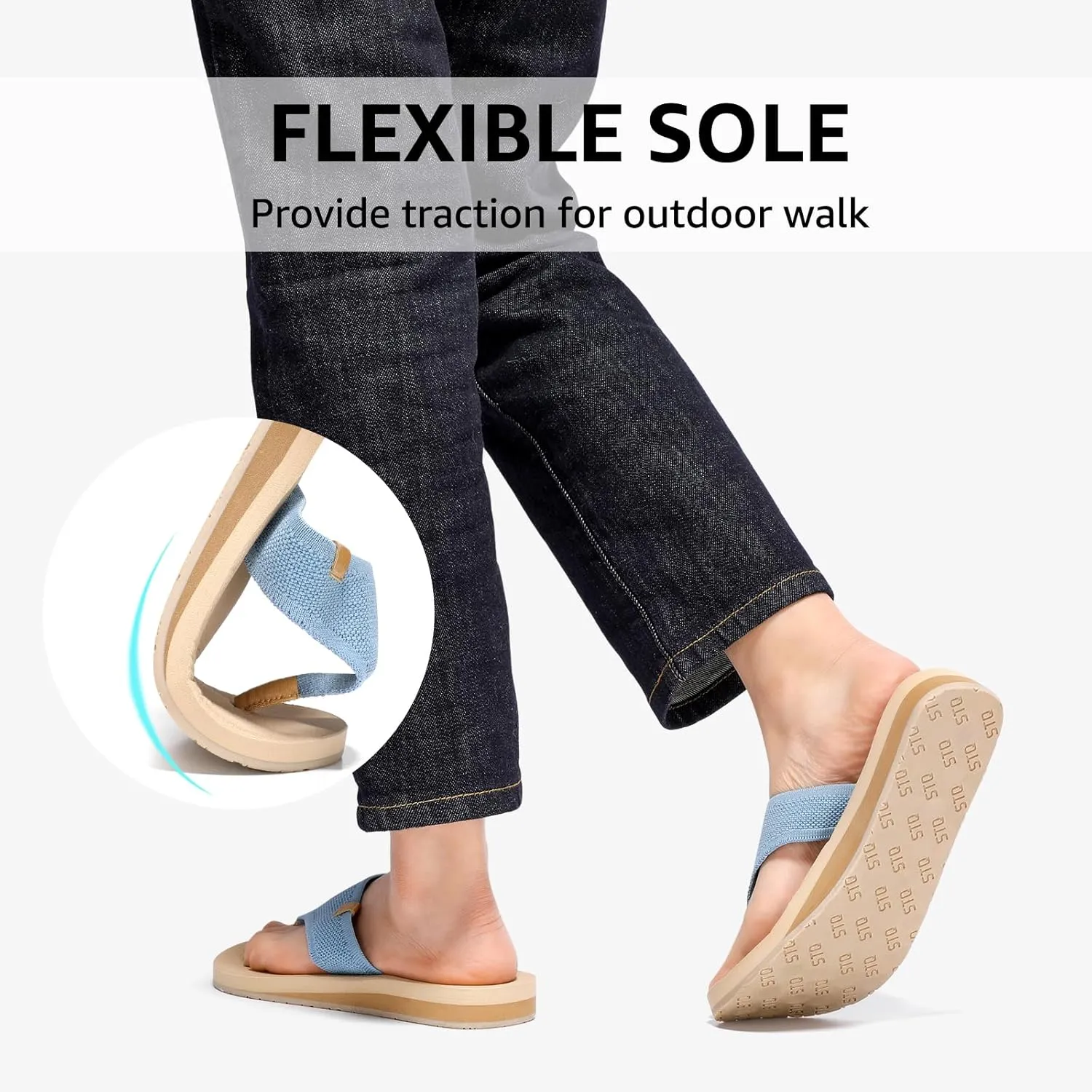 STQ Orthopedic Womens Arch Support Flip Flops with Memory Foam