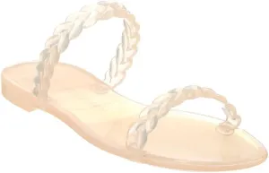 Stuart Weitzman Womens Sawyer Braida Jelly Sandals Beige 9 Medium (B,M) Poudre
