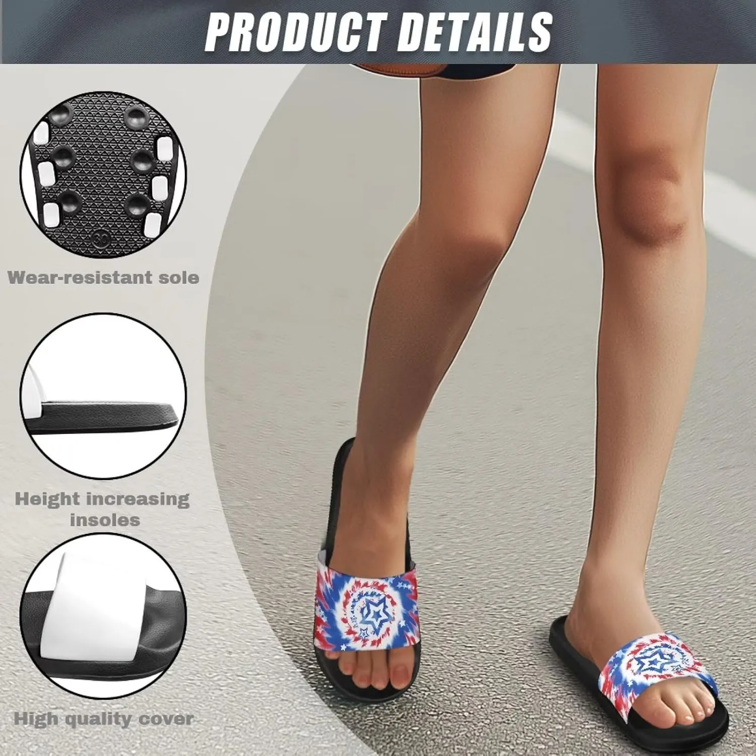 Summer Slide Slippers for Men Women, Lightweight House Sandals Slide Sandal Non-Slip Shower Shoes with Arch Support
