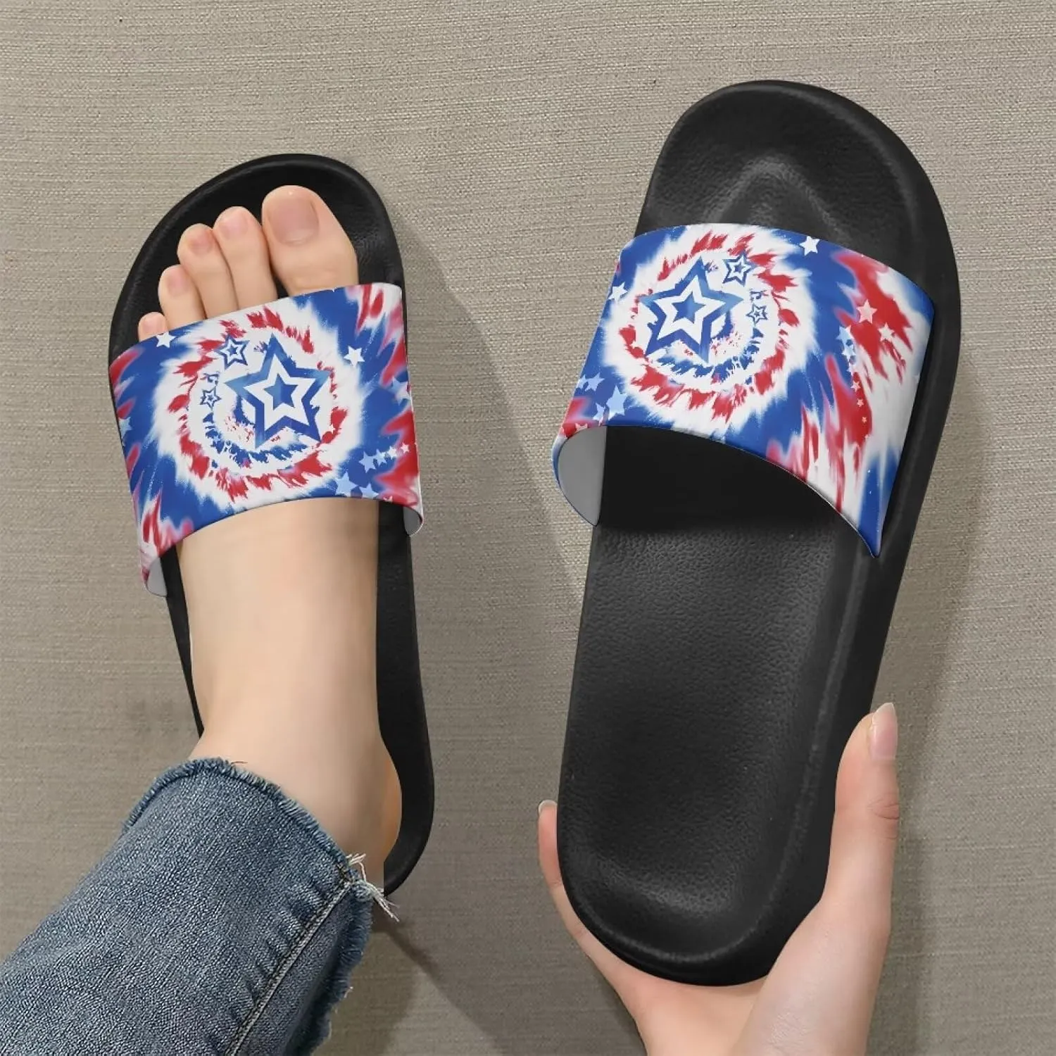 Summer Slide Slippers for Men Women, Lightweight House Sandals Slide Sandal Non-Slip Shower Shoes with Arch Support